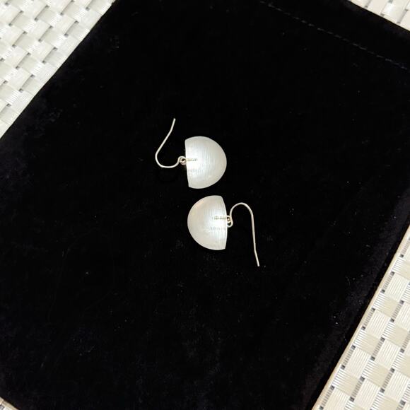 Rare HTF Alexis Bittar Hand Carved Clear White Lucite Half Circle Earrings - Picture 9 of 10